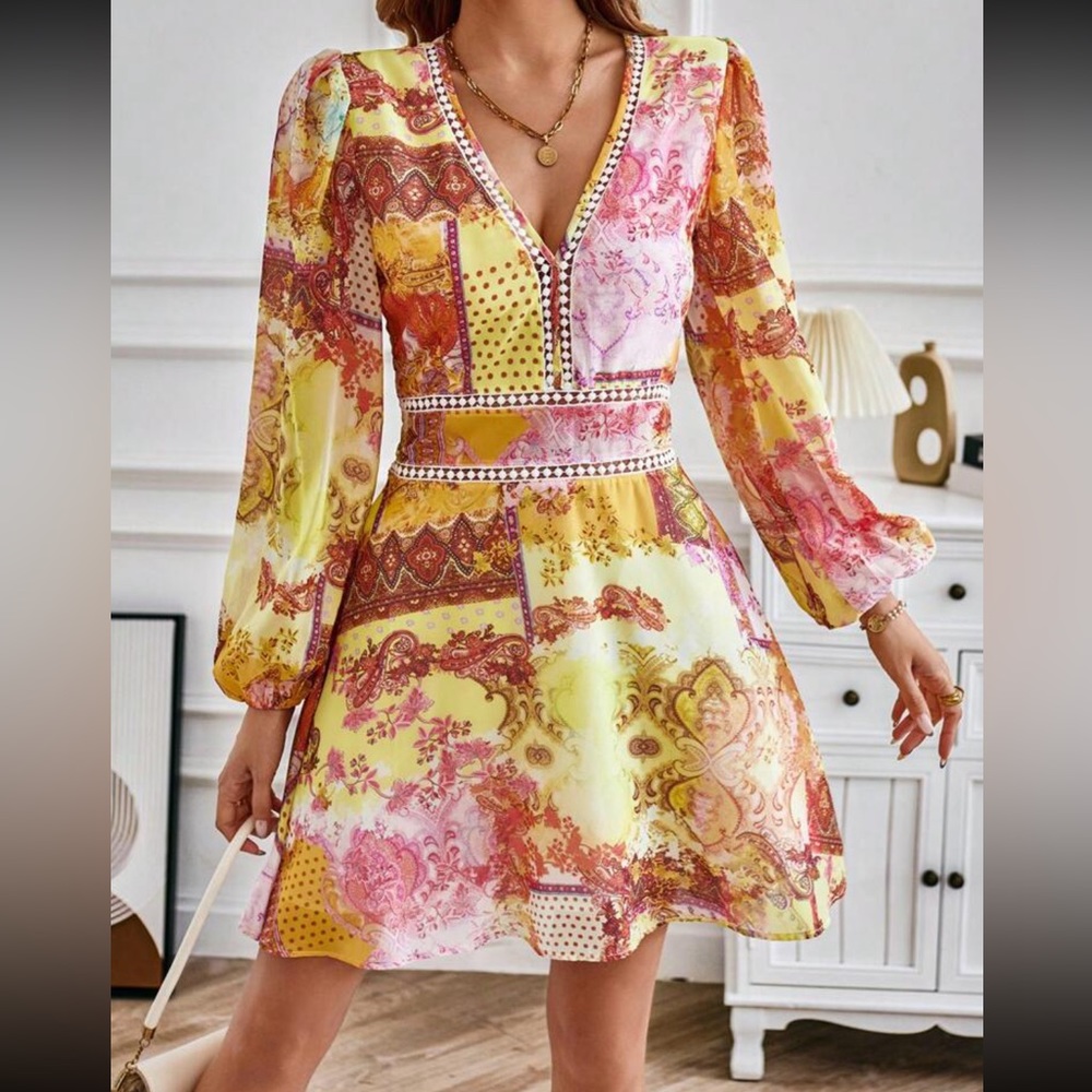 Floral V-Neck Mini Dress